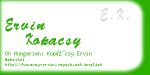 ervin kopacsy business card